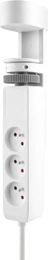 Solight преносим настолен разклонител с щипково закрепване 3× 230 V + USB-A и 2× USB-C PD, 2 m, бял