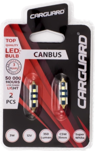 LED крушки CARGUARD CANBUS Sofit C5W 31 mm 3 W 350 lm – 2 броя