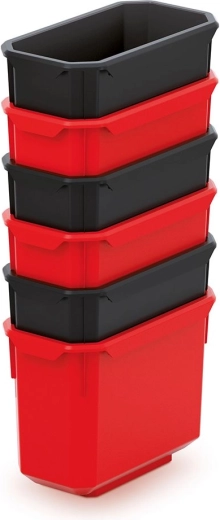 Комплект от 6 пластмасови кутии за съхранение KISTENBERG X Block 140 × 75 × 105 mm – черно-червени