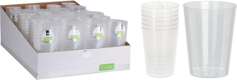 Plastic cups 280 ml transparent – set of 6 pcs