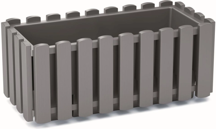 Plastic planter with slat design 38 cm – stone grey