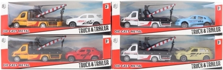 Metal tow truck with car – 4 color variants