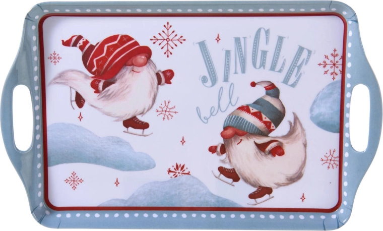 Tray with gnome motif 38 × 24 cm, melamine, with handles (mix of designs) - 1 piece