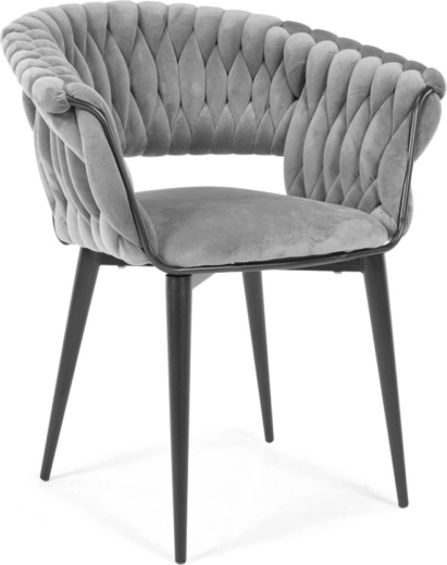 Venus woven upholstered armchair in glamour style, grey