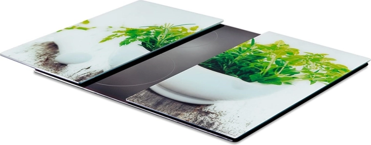 Glass cutting board and hob cover 60 × 52 cm, 2 pcs VILDE