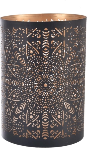 Metal Mandala Candle Holder (Black & Gold)
