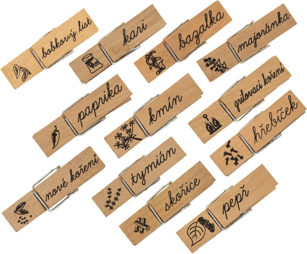 Wooden spice clothespins – 12 pcs