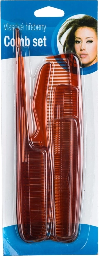 Set of plastic hair combs, 6 pcs, brown
