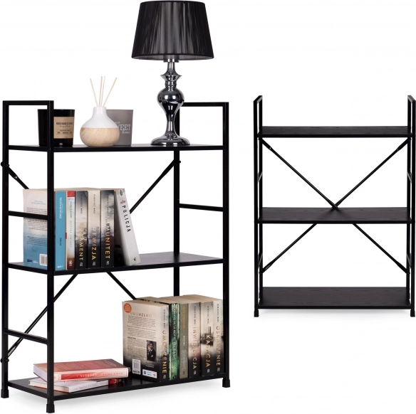 Дървена етажерка за книги с метална рамка LOFT, 3 рафта ModernHome