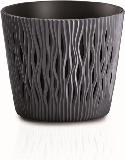Sandy Round Flower Pot with Insert 15.8 cm Anthracite