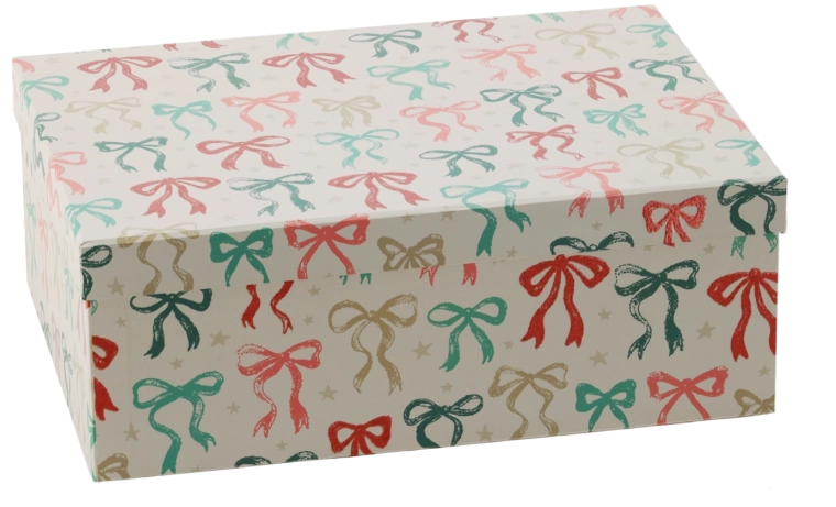Christmas gift box with bow 31 × 22.5 × 11.5 cm - 1 piece