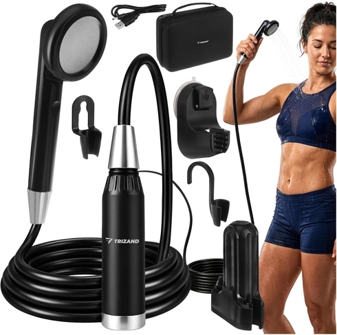 Portable camping shower TRIZAND with pump and USB charging