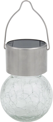 Hanging Solar Lamp Ball, Clear, Stainless Steel and Glass, 1 LED