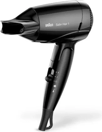 Пътен сешоар за коса 1200 W с DC мотор – BRAUN Satin Hair Style&Go, черен
