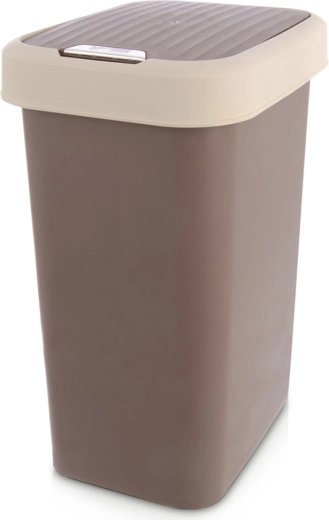 Plastic trash bin 25 l brown with swing lid