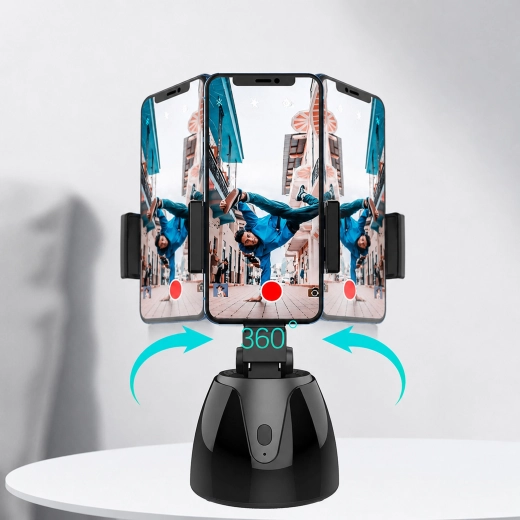 Intelligent rotating phone holder with motion tracking