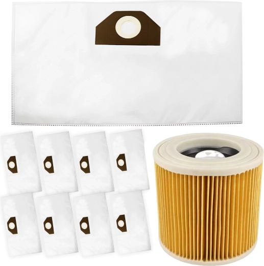 Set of 12 Vacuum Bags and Air Filter for Kärcher WD2 and WD3 Vacuums