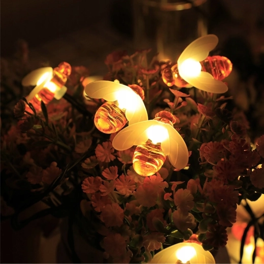Playful bee design with warm light