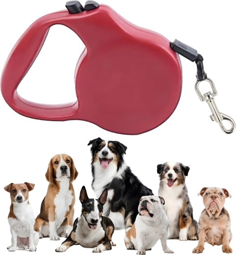 Automatic Retractable Leash for Dogs and Cats 5 m with Lock – Pink