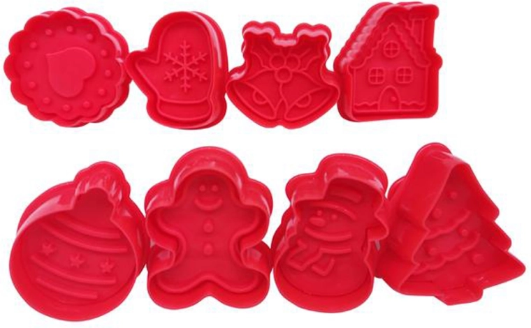 Christmas cookie stamps, set of 8 pcs (5 × 5 cm), plastic