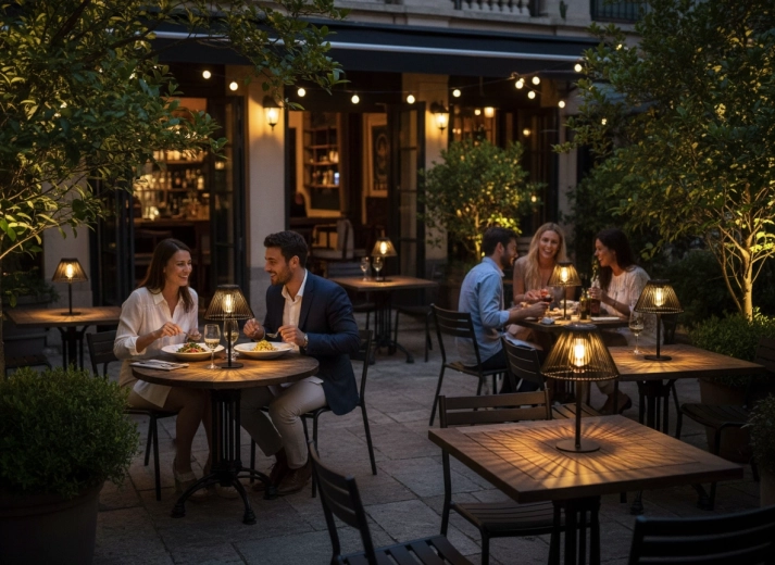 Portable table lamp for outdoor dining