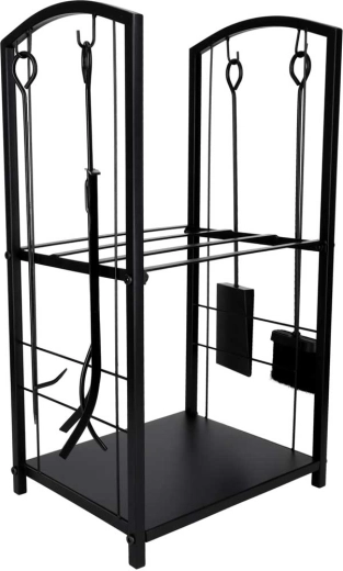 Complete fireplace tool set at hand