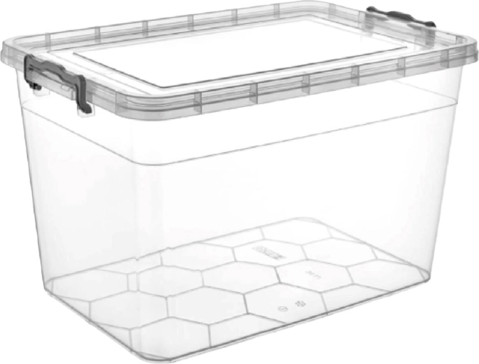 Gema storage box 30 l with lid and clips, transparent