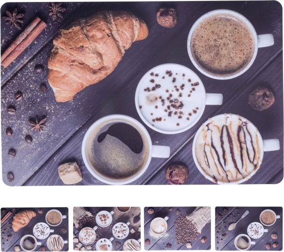 Plastic Placemat Coffee 43.5 × 28.5 cm, mix of designs