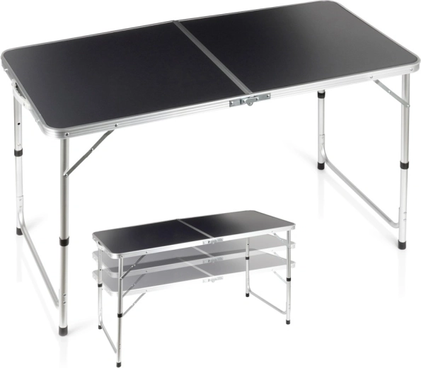 Vilde folding camping table 3-in-1 with adjustable height 120 × 60 cm, graphite