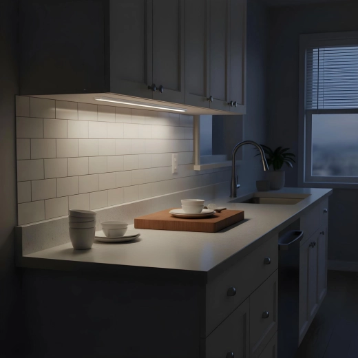 Even light under kitchen cabinets