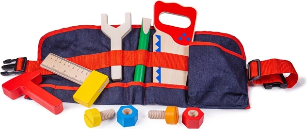 Bigjigs Toys дървени инструменти на детски колан