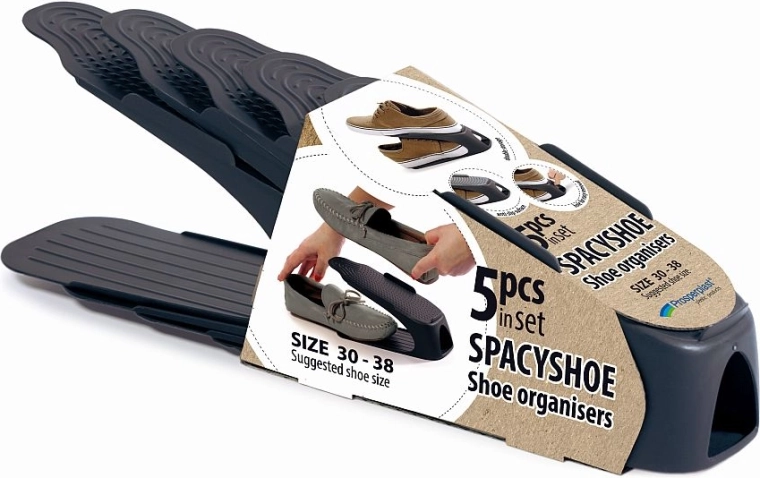 Set of anthracite shoe organizers 5 pcs PROSPERPLAST (size 30–38)