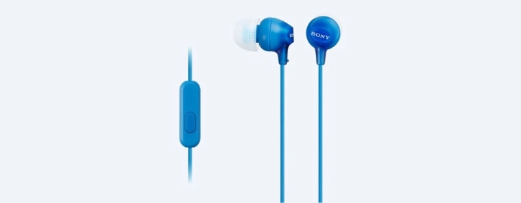 Слушалки за уши с микрофон SONY MDR-EX15AP сини