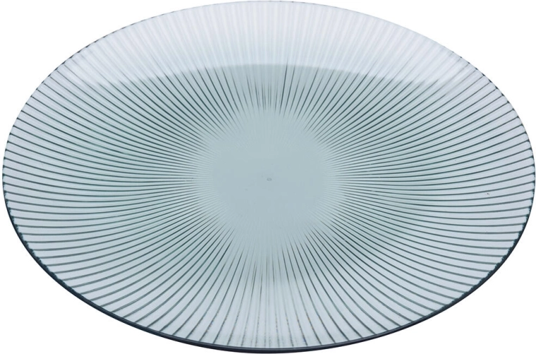 Round serving tray with stripes 25 cm, transparent plastic