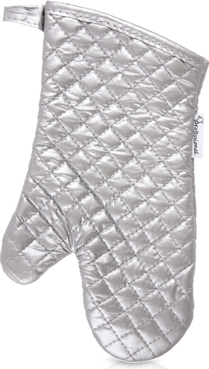 Cotton kitchen oven mitt silver 33 cm