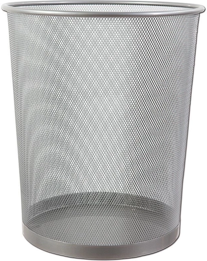 Metal waste bin, large, silver