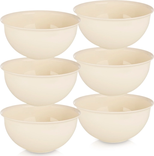 Plastic cream-colored bowls SANDY 13 cm, 500 ml – set of 6