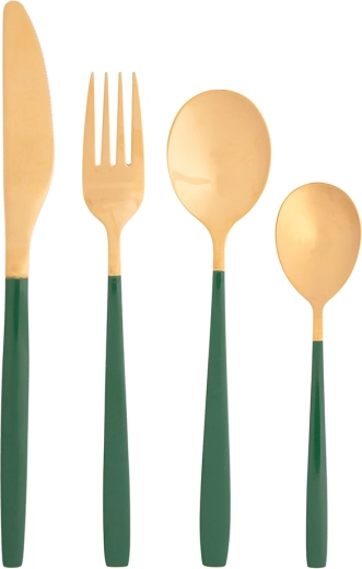 NOBLE GOLD GREEN Cutlery Set, 24 pcs in a Gift Box