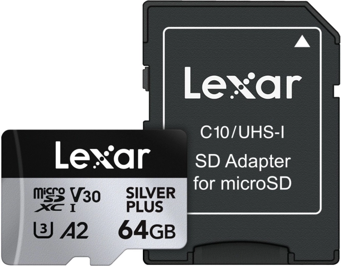 MicroSD карта 64 GB C10 A2 U3 V30 Silver Plus 205/100 MB/s