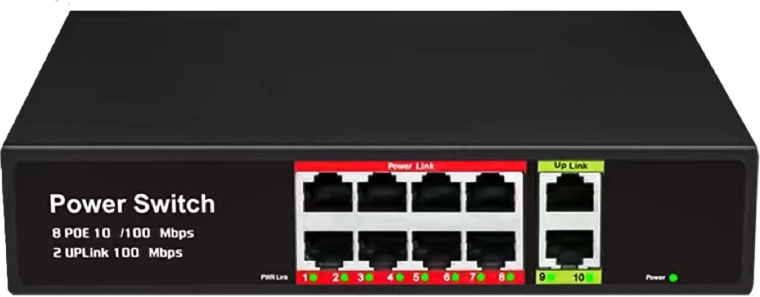 8 PoE ports for Power over Ethernet