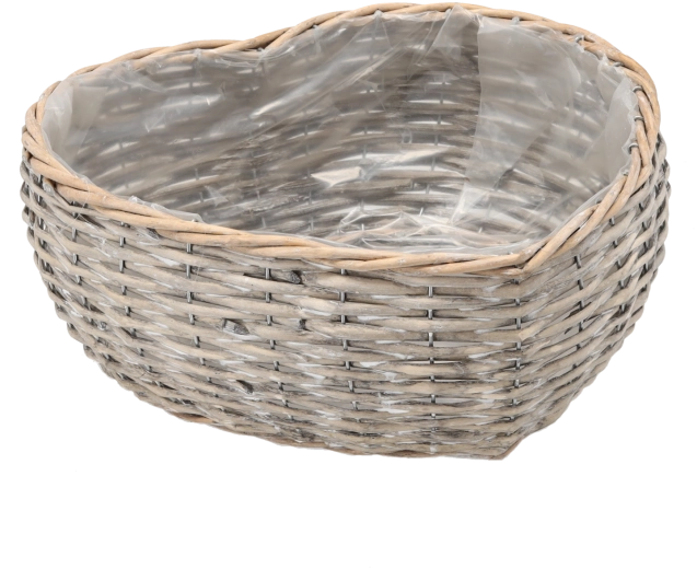 Wicker heart-shaped planter 32 × 34 × 13 cm, grey