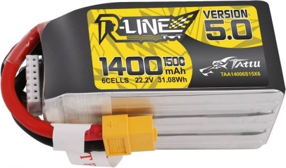 Tattu R-Line version 5.0 LiPo battery 1400 mAh 22.2 V 150C 6S XT60