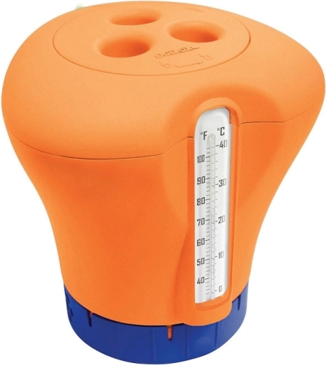 Chlorine Floater with Thermometer – Orange