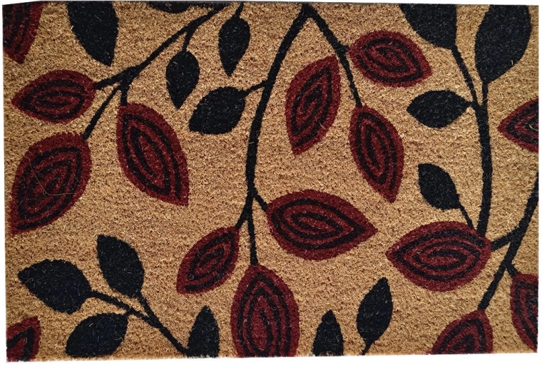 Coir and PVC Doormat 40 × 60 cm – Leaves