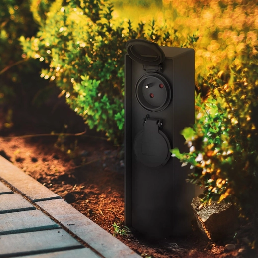 Pair of sockets with covers for outdoor use