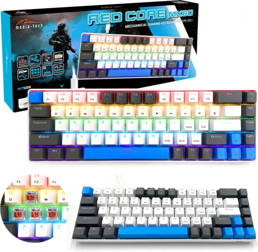 Механична геймърска клавиатура 60% media‑tech red core mx60