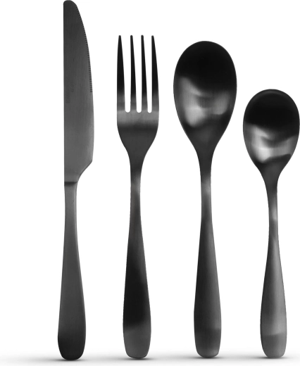 Matte Black Cutlery Set, 16 Pieces