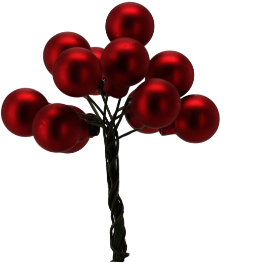 Set of 12 glossy Christmas ornaments on wire, assorted colors