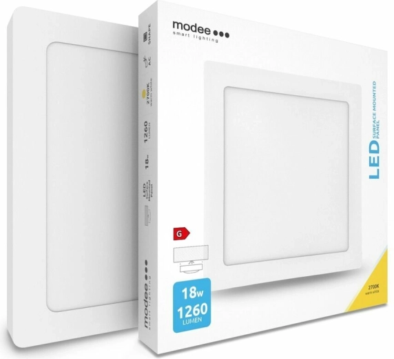 Modee LED panel square 18 W, 1260 lm, 225 × 225 mm, warm white