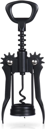 Metal wing corkscrew wine opener, black, 16 cm